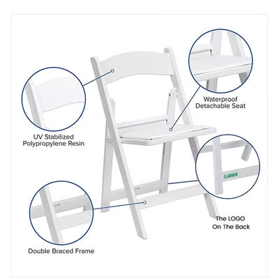 Portable Stackable Folding Plastic Garden Chairs White Resin For Events Wedding Party
