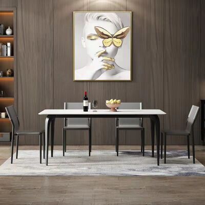 150kg Leather Metal Frame Dining Chairs 16 Inch Seat Height Carbon Steel Frame Dining Chair