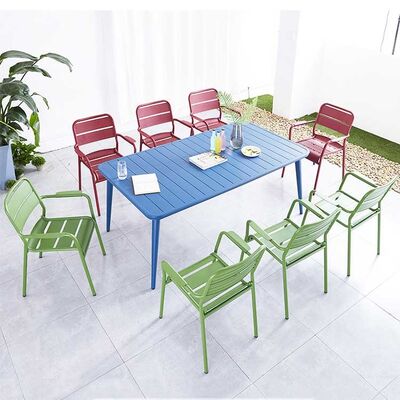Patio Dining Chairs And Table Set Modern Aluminum Metal Garden Outdoor 61x61x84cm