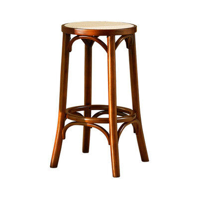 27.95" Classic Cafe Bar Stool Kitchen Rattan Breakfast Wooden Small Step Foot