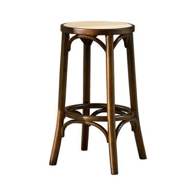 27.95" Classic Cafe Bar Stool Kitchen Rattan Breakfast Wooden Small Step Foot