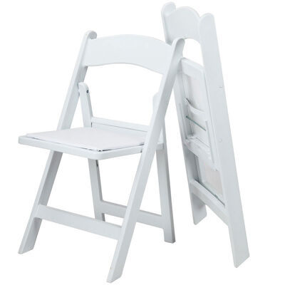 White Resin Folding Wedding Chair Hire Outdoor Lawn Hotel Event 44x43x78cm