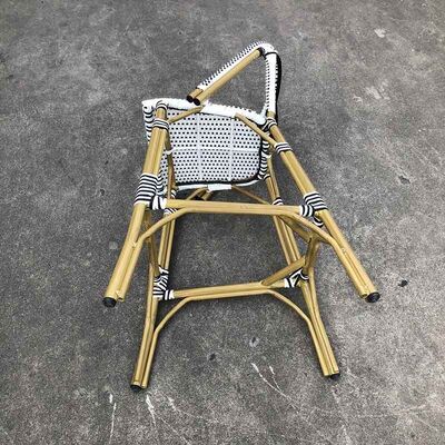 Cafe Bistro Bar Stool White Rattan Counter Height Chairs Outdoor Restaurant