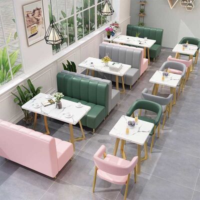 Pub Style Restaurant Dining Table And Chairs Nordic Pink Leather Sofa 1200mm