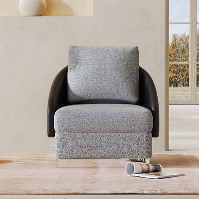 Black Grey High Back Single Seater Sofa Wingback Accent Chair Gray Italian 78cm