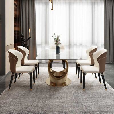 Slate Rectangular Luxury Dining Table And Chairs 40mm Thickness Home Furniture