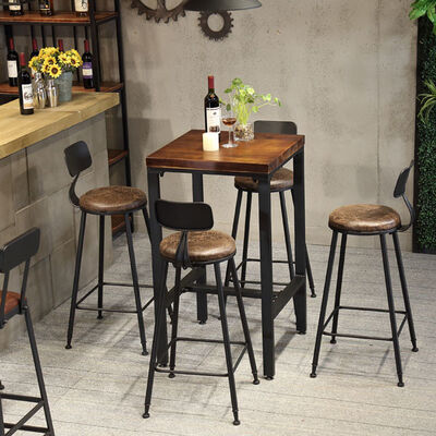 Unique Wooden Bistro Bar Tables Cafe Square 60x60 High Dining Table Set