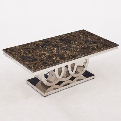 Modern Living Room Stainless Steel Coffee Table 20mm Marble Dining Table