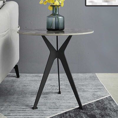 Round Shape Marble Top Side Table Metal Frame For Hotel Living Room