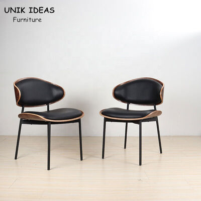 Giá tốt. Leather Metal Leg Dining Chairs Modern Stylish Nordic Black Wood Walnut Bent trực tuyến