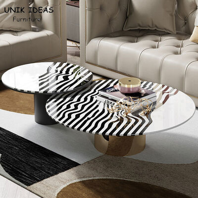 Giá tốt. Light Luxury Zebra Stripes Steel Coffee Table Set H45cm Round Stylish trực tuyến