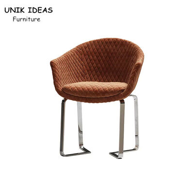 Giá tốt. Luxury Custom Nordic Dining Chair Orange Velvet Metal Leg Hotel Furniture Seat trực tuyến