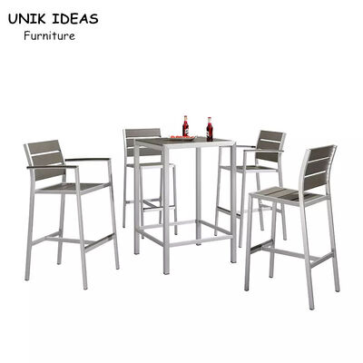 Giá tốt. 7 Piece Bistro Bar Table And Stools Aluminum Frame Wood Surface UV Resistant trực tuyến