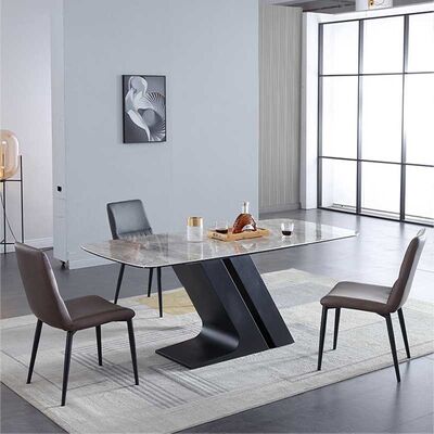 Giá tốt Dining Room Sets 6 Chairs With Z Metal Legs Stone Top Tables For Sale trực tuyến