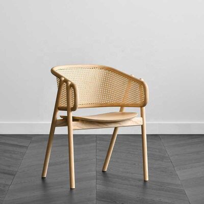 Giá tốt. Nordic Rattan Armchair Natural Wood Solid Wood Lounge Dining Chair trực tuyến