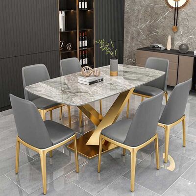 Giá tốt. Slate Rectangular OEM Luxury Dinner Table And 6 Chairs For Home Furniture trực tuyến