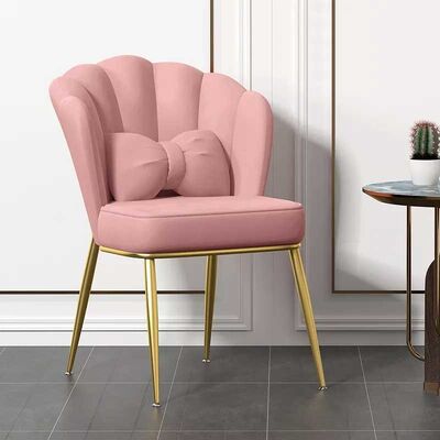 Giá tốt. Leisure Metal Velvet Nordic Dining Chair Pink Restaurant Sponge Internal Filling trực tuyến