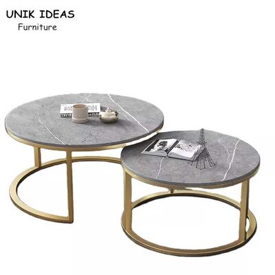 Giá tốt Double Round Luxury Center Tables Gold Stainless Steel Leg Marble Top trực tuyến