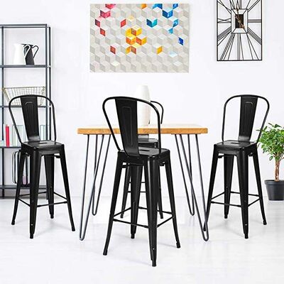 Giá tốt. Restaurant High Bistro Table And Stools Outdoor Modern Black Metal Stackable Style trực tuyến