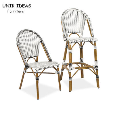 Giá tốt. Aluminum Tube High Back Kitchen Chairs Restaurant PE Rattan Bistro Bar Stool trực tuyến