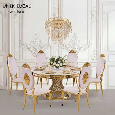Giá tốt. Hotel Glass Round Circle Event Wedding Tables And Chairs Stainless Steel Frame trực tuyến