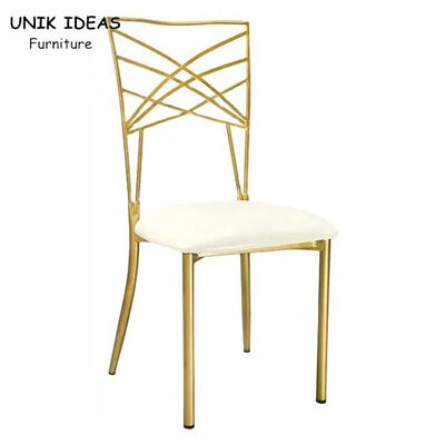 Giá tốt. Gold Chameleon Banquet Wedding Chair Stackable Luxury Metal Cross Back trực tuyến