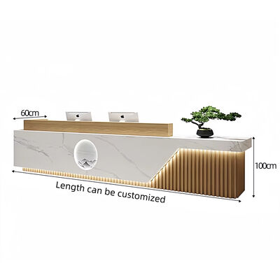 Giá tốt. Customized Nordic Style Wooden Office Front Desk Salon Barber Shop Reception Desk Cafe Furniture trực tuyến