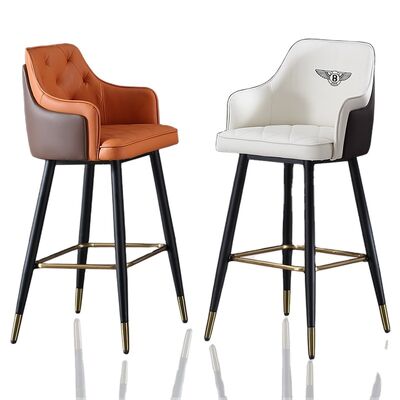 Giá tốt. Metal Arm Orange Synthetic Leather Stool Cheap Commercial Modern Tall Bar Chair trực tuyến