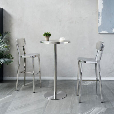 Giá tốt. Industrial Style Outdoor Bistro Stainless Steel KTV Chair and SH60cm Bar Table Set trực tuyến