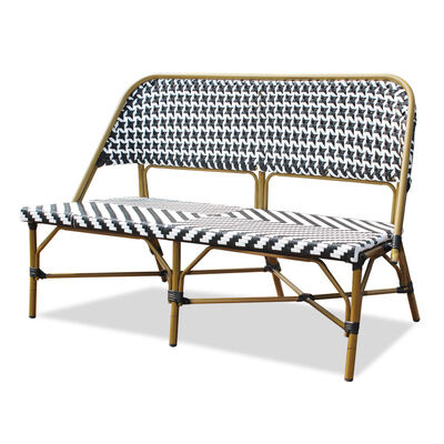 Giá tốt. Outdoor Garden Patio French Bistro Cafe Aluminum 2 Seater Rattan Bench Chair trực tuyến