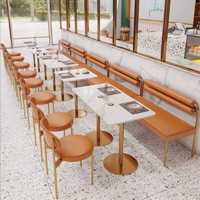 Giá tốt. Light Luxury Adult Restaurant Dining Table Combination Iron Metal Single Chair and Bench Sofa trực tuyến