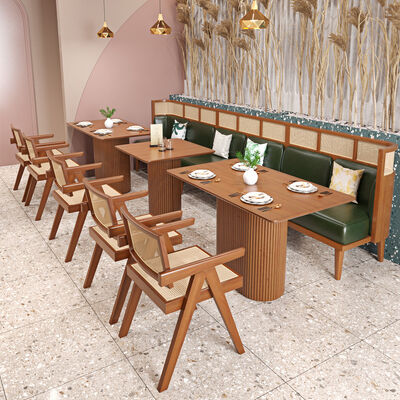 Giá tốt. High End Restaurant Solid Wood Dining Single Chair and Bench Coffee Shop Rattan Sofa Booth trực tuyến