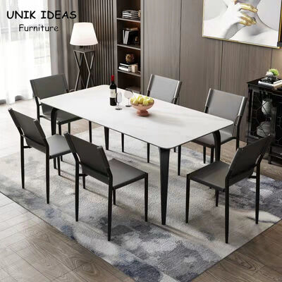 Giá tốt 150kg Leather Metal Frame Dining Chairs 16 Inch Seat Height Carbon Steel Frame Dining Chair trực tuyến