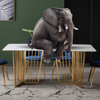 Giá tốt Marble Effect Luxury Dining Table And Chairs White With Stainless Steel Leg UK-KD006 trực tuyến