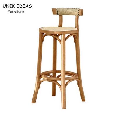 Giá tốt. Kitchen Oak Cafe Bar Stools Ash Wood Stool Rattan With Back Support trực tuyến