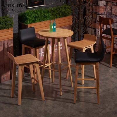 Giá tốt. Bar Height Bistro Table And 2 Chairs Indoor With Umbrella Hole Wood Postmodern trực tuyến