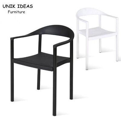 Giá tốt. Lounge Outdoor Leisure Chair With Armrest PP Plastic White Black Stacking 35x42x78 CM trực tuyến