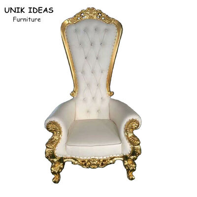 Giá tốt. High Back Gold King Bride And Groom Wedding Throne Chairs For Rent 1750x520x550mm trực tuyến