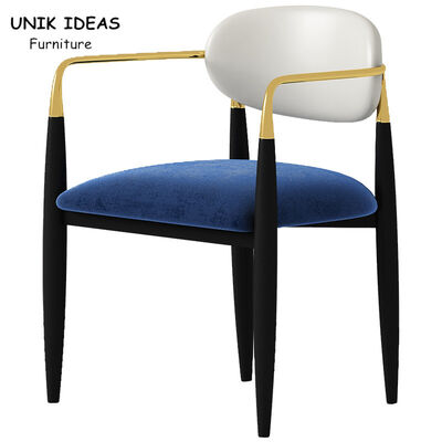 Giá tốt. Navy Blue Metal Frame Dining Table And Chairs For Small Spaces Tufted Leather 58x58x73CM trực tuyến