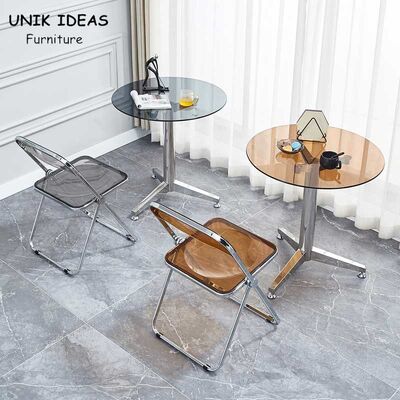 Giá tốt. Pub Small Bistro Glass Table And Chairs Set 4 Seater Crystal Acrylic Folding trực tuyến