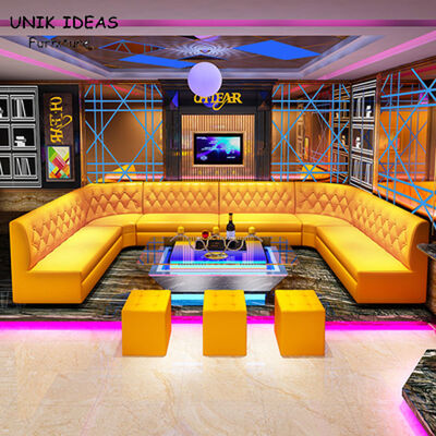 Giá tốt Large 3 Piece Leather U Shaped Sectional Couch For Small Space KTV Privacy Cafeteria trực tuyến