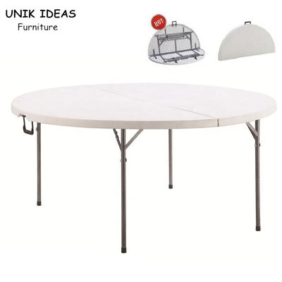 Giá tốt. Six Foot 8 Foot Folding White Round Plastic Banquet Table For 10 Seater Outdoor trực tuyến