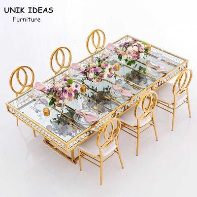 Giá tốt. 12 Foot Folding Banquet Table Top Glass Rectangle Crystal Chic 8x30 trực tuyến