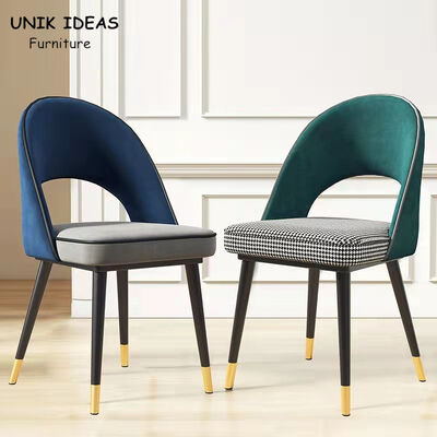 Giá tốt. Kitchen Green Metal Frame Dining Room Chair Back Styles Upholstered Backrest Armrest Lounge trực tuyến