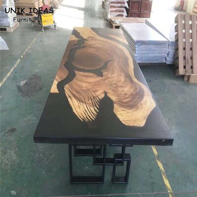 Giá tốt Walnut  River Run Tabletop Epoxy Resin Live Edge Slab Dining Table Top European trực tuyến