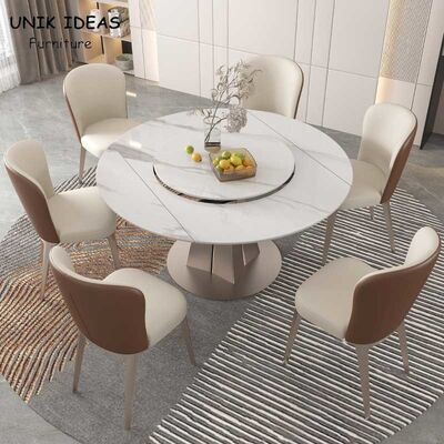 Giá tốt 120cm 4 5 6 Seater White Round Extendable Dining Table And Chairs 4 To 6 Turntable Rotating trực tuyến
