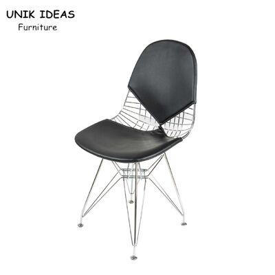 Giá tốt. Iron Black Metal Frame Dining Chairs PU Leather Garden Comfy Indoor Outdoor trực tuyến