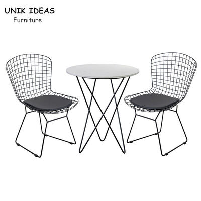 Giá tốt. Wire Metal Frame Dining Chairs And Table With Leather Cushion Black UK-LM006 trực tuyến