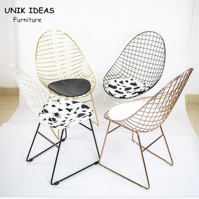 Giá tốt. Steel Metal Frame Dining Chair With Gold Legs Outdoor Leisure Seating 55x58x93.5cm trực tuyến