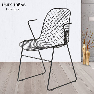 Giá tốt. Outdoor Wrought Iron Patio Dining Chair Art Wire Armrest Hollow 52x51x79.5 Cm trực tuyến